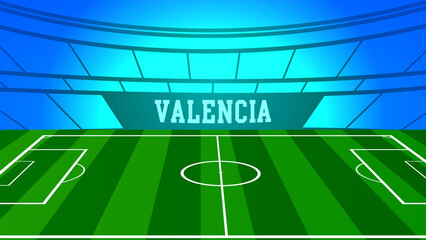 Valencia City with Football Abstract Color Background, Soccer green field with pavilion, Vector Illustration Abstract image © VictoryArt