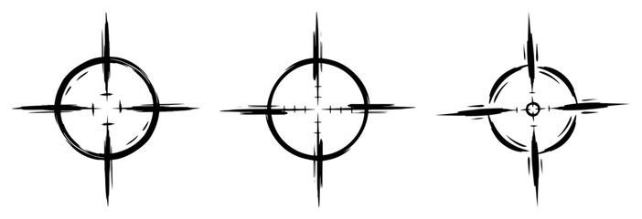 Hand Drawn Crosshair Icon Set Grunge Sniper Scope and Target Symbols