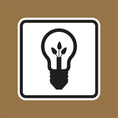 Icon of a light bulb with leaves representing energy and eco-friendly innovation
