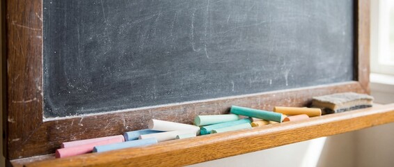 A classic classroom chalkboard, a blank slate for learning