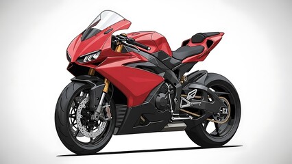 Obraz premium Red Sport Motorcycle on a White Background.