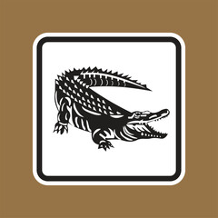 Vintage Style Graphic Illustration of a Crocodile Animal in Profile View