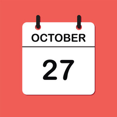October 27. Daily Calendar icon for design. Simple design for business brochure, flyer, print media, advertisement. Easily editable.