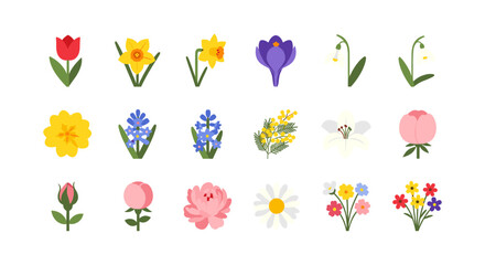 Vibrant spring flowers collection in flat design