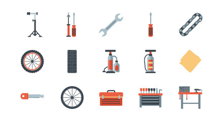 Bicycle repair tools collection for maintenance and workshop needs