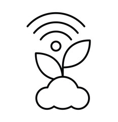 Plant Symbolizing Growth with Wi-Fi Signals Representing Technology and Nature