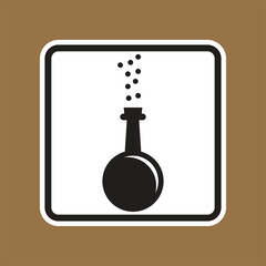 Black Laboratory Flask Icon with Bubbles for Science Illustration