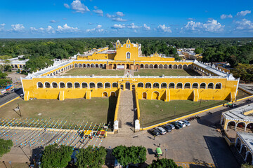 Aerial View of San Antonio de Padua Convent in Izamal, Yucat&aacute;n, Mexico