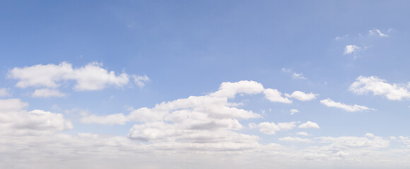 Fototapeta premium Bright Blue Sky With Wispy Clouds Over Calm Horizon – Cloudscape Background