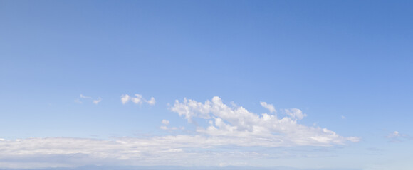 Bright Blue Sky With Wispy Clouds Over Calm Horizon – Cloudscape Background