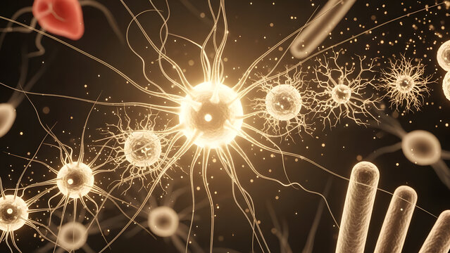 Intricate neuron network conveying innovation and scientific discovery, representing neurological research and medical breakthroughs for health and wellness concepts