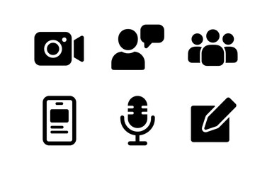Minimalist communication icons for social media and digital platforms