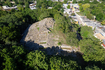 Aerial View of Itzamatul Pyramid in Izamal, Yucat&aacute;n, Mexico