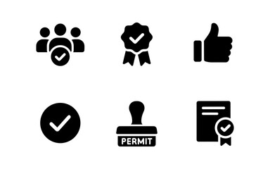 Obraz na płótnie Canvas Certification icons: silhouette approval and achievement symbols for business and education