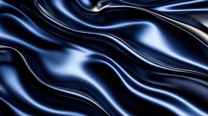 Obraz premium Dark blue, metallic, flowing fabric. Fluid, wavy folds
