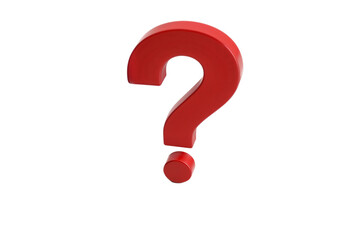Red 3D Question Mark on White Background for Inquiry, Problem-Solving, and Idea Concept Design Transparent PNG