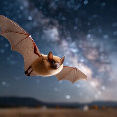 A bat is flying in the star sky