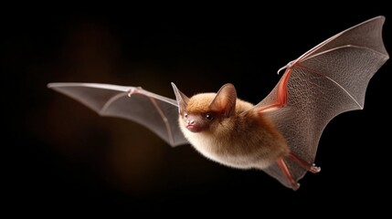 A bat is flying in the air