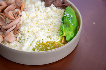 Mexican Gourmet Chilaquiles with Poblano Sauce and Turkey Ham