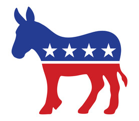 Democrat party donkey, dnc or liberal flat vector symbol icon for election apps and websites 
