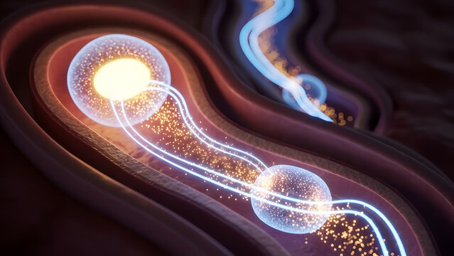 Futuristic cell network with glowing nodes and vibrant connections for cutting-edge technology, science, and medical innovations in a dynamic, modern design