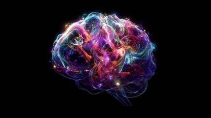 A luminous abstract representation of the human brain shimmering with interconnected neural pathways and vibrant energy