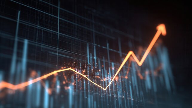 Visual representation of a financial market trend showing continuous business growth and success