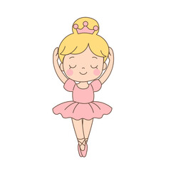 Adorable Ballet Girl Character – Cute Cartoon Ballerina in Pink Outfit, Child-Friendly Pastel Artwork for Nursery Rooms, Learning Materials, Activity Pages and Storybooks