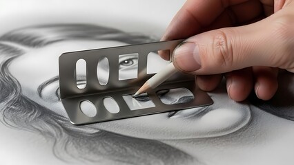 Precision Drawing with a Stencil and Pencil, Artistic Skill and Technique