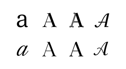 Elegant typeface variations: serif and italic fonts displayed in upper and lowercase letters