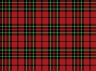 Vintage Christmas tartan plaid seamless pattern, red green classic holiday check seamless background. Elegant seasonal decor, retro holiday fabrics and festive print materials