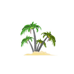 island with coconut trees without background