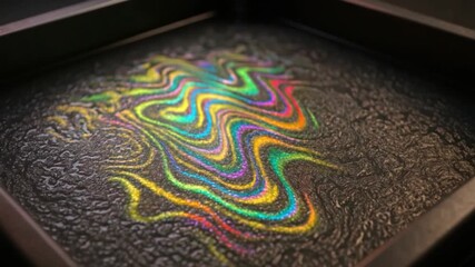 Colorful abstract light reflection dark textured surface with vibrant wavy rainbow pattern combined with psychedelic liquid pattern art featuring neon colors and dynamic fluid motion creating vibrant - Powered by Adobe