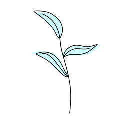 Hand-drawn floral illustration with decorative leaves and petals, suitable for botanical, nature, vintage, wedding, and decorative design themes