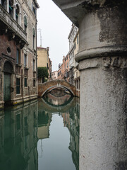 Widmann Bridge (or Ca' Widmann Bridge) in Venice, Italy. It is located in the Cannaregio district and spans the Rio di Ca' Widmann.
