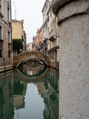 Widmann Bridge (or Ca' Widmann Bridge) in Venice, Italy. It is located in the Cannaregio district and spans the Rio di Ca' Widmann.
