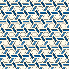 Hexagonal seamless pattern. Mosaic tiles. Honeycomb surface print. Wicker background. Flooring image. Vector ornament. Geometric abstract. Modern geometrical wallpaper.