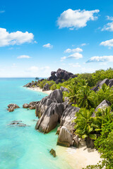 Anse Source D'Argent - the most beautiful beach of Seychelles. La Digue Island, Seychelles