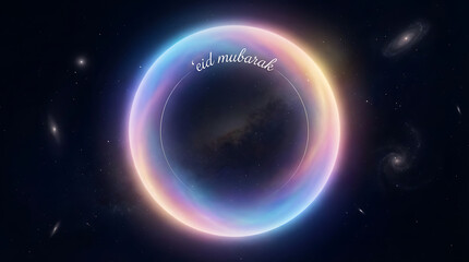Fototapeta premium Abstract Neon Circle in Space with Stars and Galaxies.