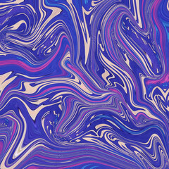 Fototapeta premium Energetic abstract marble artwork with bold blue, pink, fluid, motion, and texture highlights, forming a dynamic and modern swirling visual pattern.