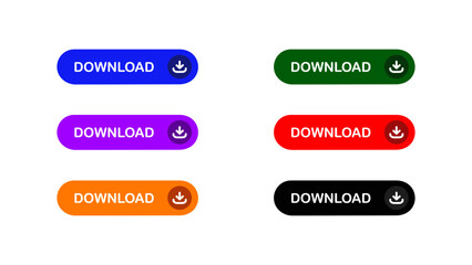 Download Button Set Vector Illustrations