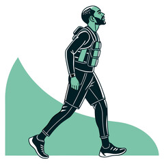 Man wearing weighted vest walking for fitness