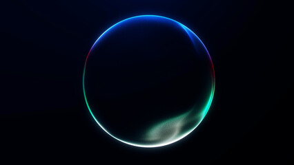 Glowing circular orb with smooth neon gradients in blue, green and red on a dark futuristic background. Abstract Tech-inspired sphere with elegant shape and clean minimal style.