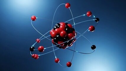 Abstract representation of an atom with electrons orbiting the nucleus.