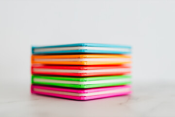 colourful children books on minimalist setup, concept of learning to read and early education