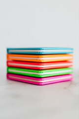 colourful children books on minimalist setup, concept of learning to read and early education