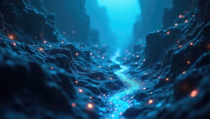 Fototapeta premium Abstract Data Ocean with Bioluminescent ETL Pipelines