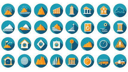 earthquake icons set