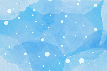 Soft Blue Watercolor Abstract with White Dots and Splashes