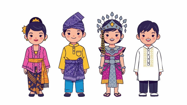 Diverse Children in Traditional Attire - Powered by Adobe